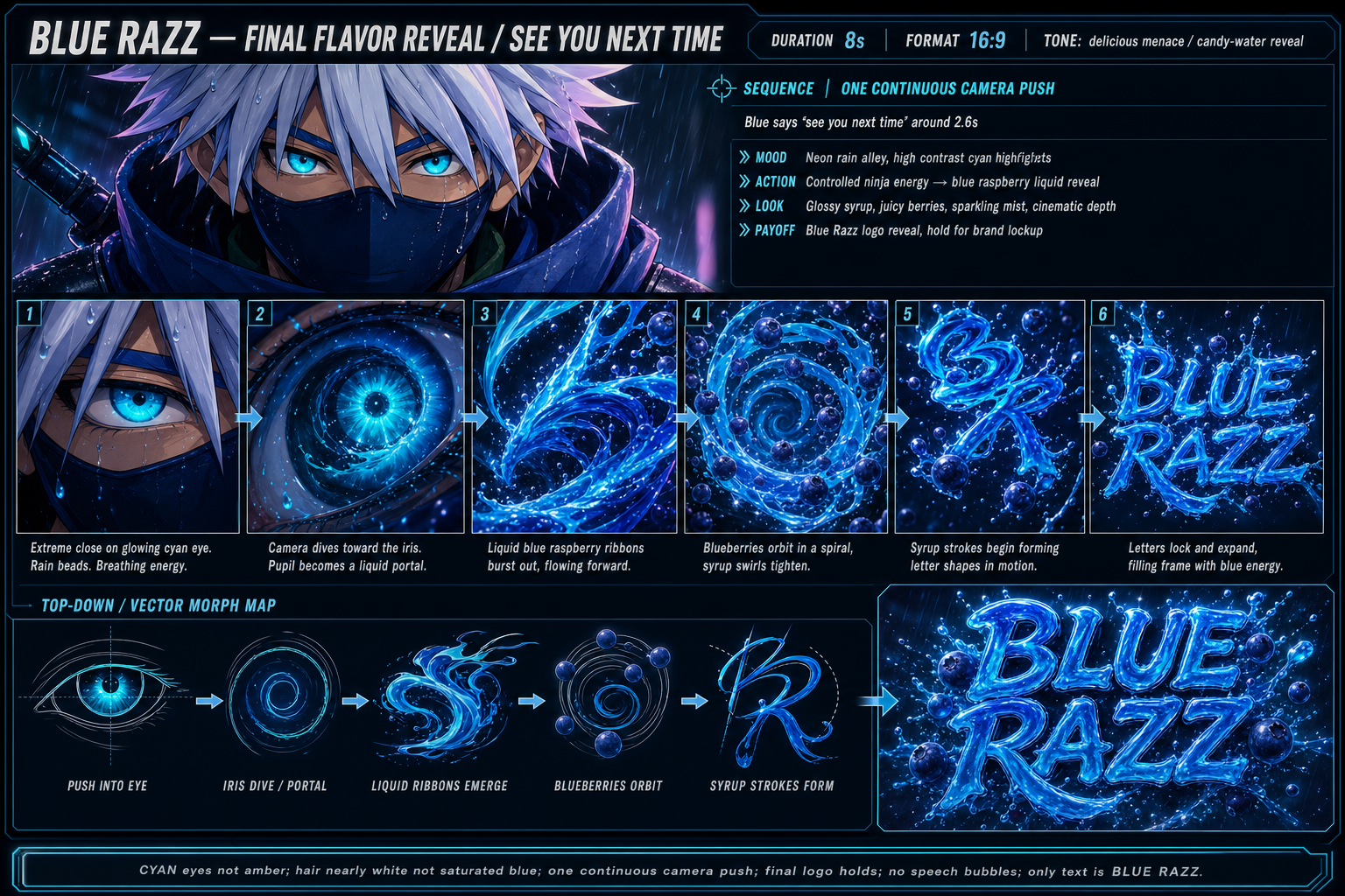 Blue Razz final reveal storyboard